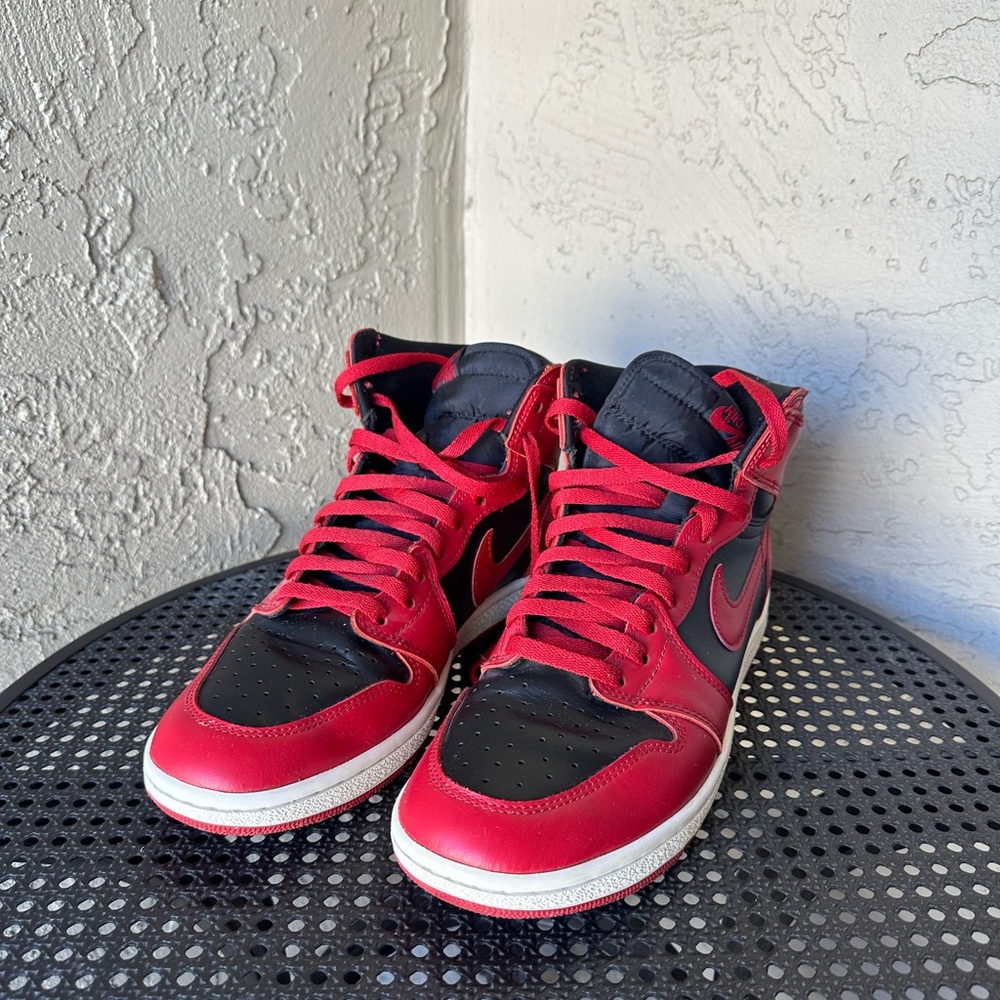 Red and Black High-Top Jordan Sneakers (Size 10.5)